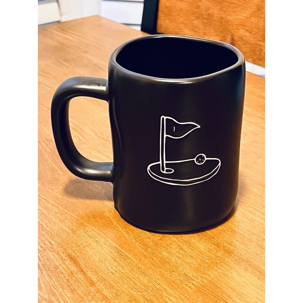 Rae Dunn Magenta "MAY THE COURSE BE WITH YOU” Golf Artisan Black Coffee Mug NEW